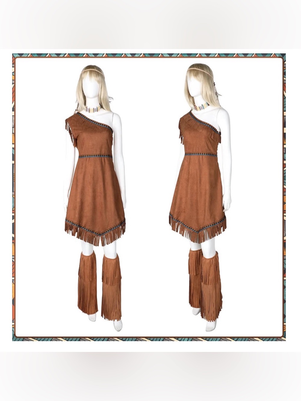 4 Pcs Native American Costume Set for Women Maiden Princess Costume Size Large - Picture 5 of 7